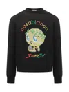 Casablanca Character Intarsia Wool Crewneck Sweater In Black