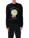 Casablanca Character Intarsia Wool Crewneck Sweater In Black