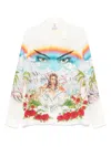 Casablanca Cuban Collar Graphic Print Long Sleeve Shirt