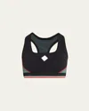 Casablanca Block Detail Racer Back Textured Sports Bra In Black