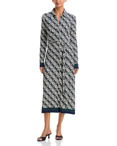 Casablanca Check Monogram Print Tie Waist Jersey Dress In Multi