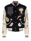 Casablanca Chenille Bomber Jacket Navy And Off White