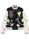 Casablanca Chenille Bomber Jacket Navy And Off White In Blue
