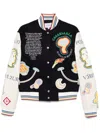 Casablanca Chenille Bomber Jacket Navy And Off White In Blue