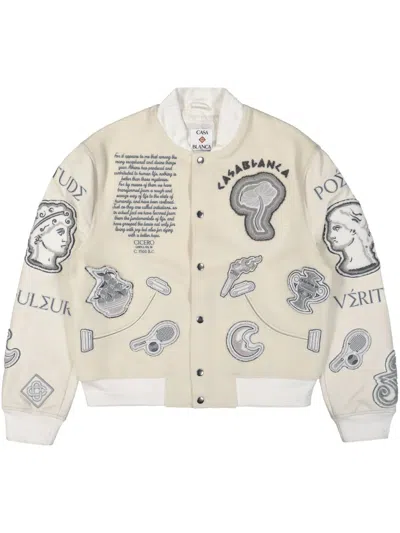 Casablanca Chenille Patchwork Bomber Jacket In Neutrals