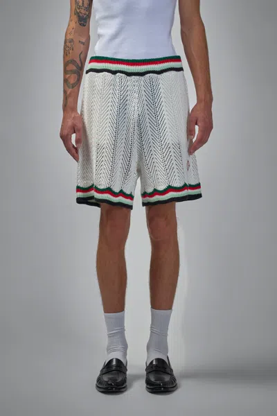 CASABLANCA CHEVRON FAUX CROCHET SHORTS