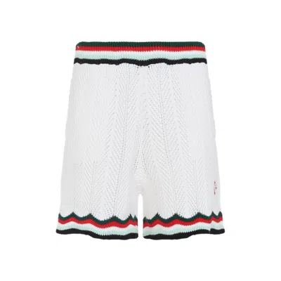 Casablanca Chevron Faux Crochet Shorts Men In White