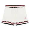 Casablanca Chevron Faux Crochet Shorts In White
