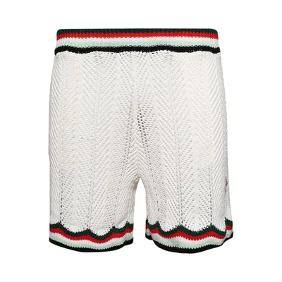 Pre-owned Casablanca Chevron Faux Crochet Shorts 'white' | Men's Size S