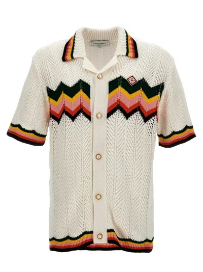 Casablanca Chevron Lace Knitted Shirt In Multi
