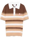 Casablanca Womens Brown Chicano Striped Knitted Polo Shirt Xs In Brown