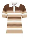 Casablanca Womens Brown Chicano Striped Knitted Polo Shirt