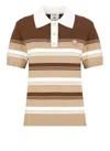 Casablanca Womens Brown Chicano Striped Knitted Polo Shirt