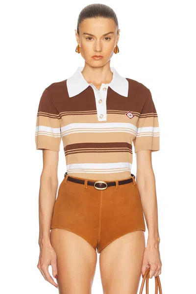 CASABLANCA CHICANO STRIPED POLO TOP