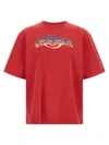 Casablanca Oversized Red Cotton T-shirt With Graphic Front Print In Red