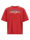 Casablanca Oversized Red Cotton T-shirt With Graphic Front Print In Red