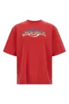Casablanca Oversized Red Cotton T-shirt With Graphic Front Print In Red
