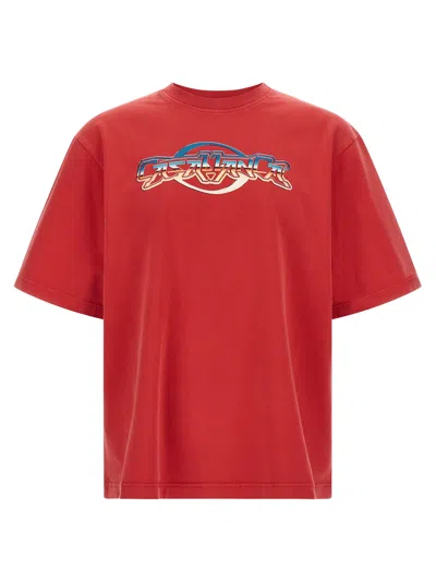 Casablanca Oversized Red Cotton T-shirt With Graphic Front Print