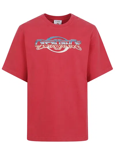 CASABLANCA CHROME TEXT PRINTED OVERSIZED T-SHIRT