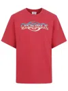 Casablanca Oversized Red Cotton T-shirt With Graphic Front Print In Red
