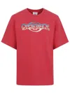 Casablanca Oversized Red Cotton T-shirt With Graphic Front Print In Red