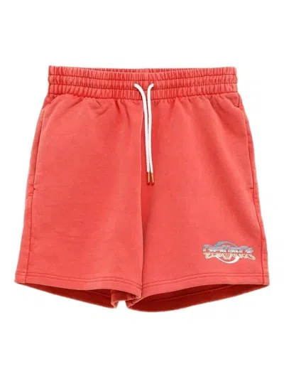 CASABLANCA CHROME TEXT PRINTED SWEATSHORTS,MPF25.JTR.003.03 RED LOOPBACK
