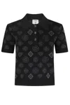 Casablanca City Jacquard Polo With Classic Collar And Buttoned Neckline In Black
