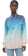 Casablanca Gradient Silk Shirt With Classic Collar In Blue Gradient
