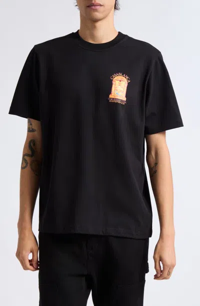 Casablanca Classic Fit Hermons Mirage Arch Organic Cotton Graphic T-shirt In Black