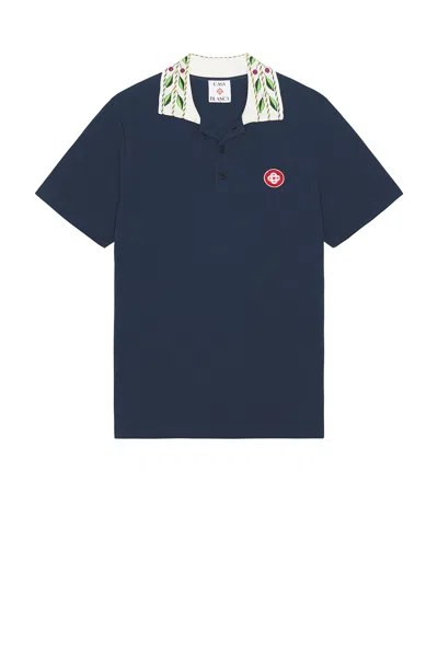 Casablanca Classic Laurel Pique Polo In Blue