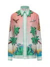 Casablanca Shirt In Pure Silk With Graphic Print In Multicolor