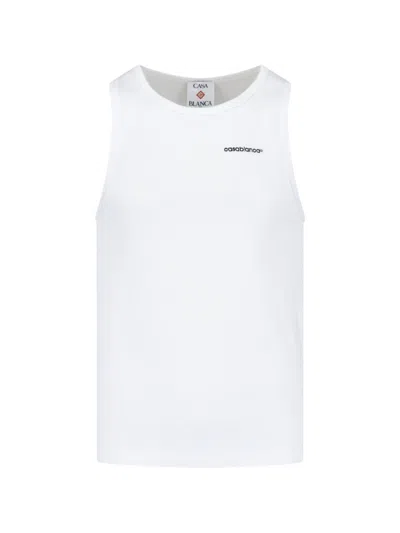 Casablanca Classic White T-shirt With Standard Crew Neckline
