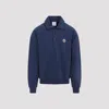 Casablanca Ribbed Neckline Sweatshirt With Cuffs And Hem In Blue