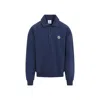 Casablanca Ribbed Neckline Sweatshirt With Cuffs And Hem In Blue