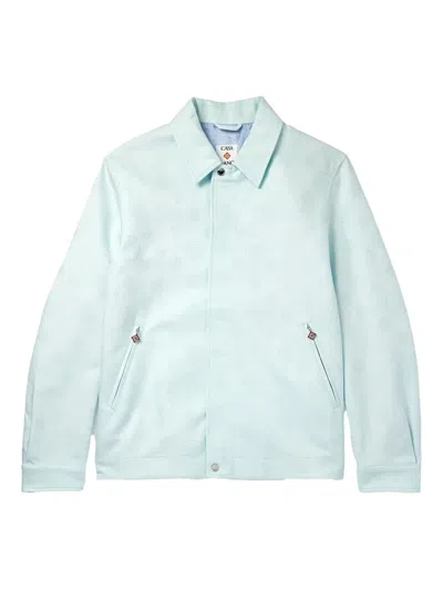 Casablanca Collared Blouson All-over Motif Jacket In Blue