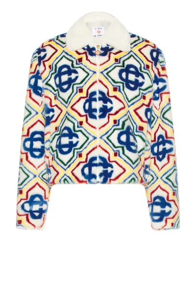 CASABLANCA COLLARED FAUX FUR JACKET