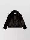 Casablanca Collared Faux Fur Jacket With Long Sleeves In Black