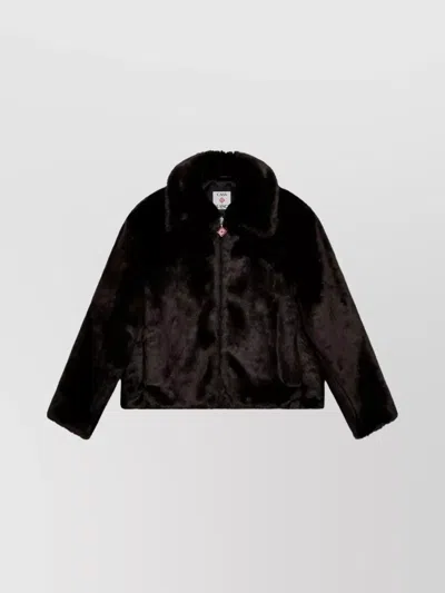 CASABLANCA COLLARED FAUX FUR JACKET WITH LONG SLEEVES