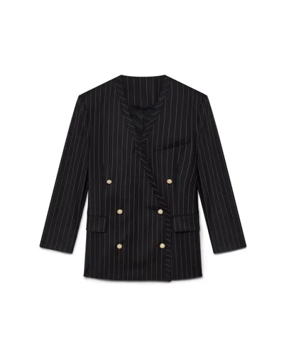 Casablanca Collarless Oversized Blazer In Black