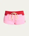 Casablanca Colorblock Drawstring Mini Shorts In Red