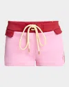 Casablanca Colorblock Drawstring Mini Shorts In Red