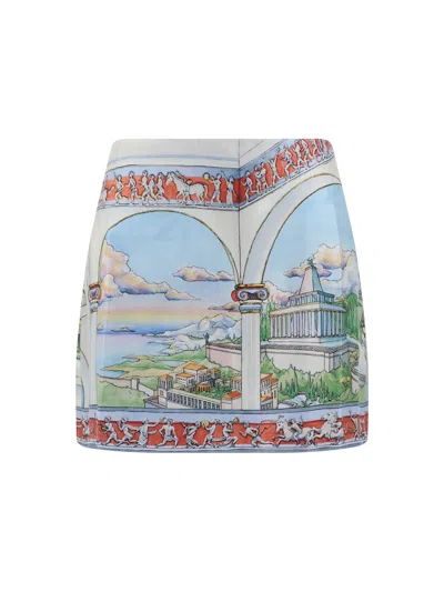 Casablanca Colorful Silk Miniskirt In Multicolor