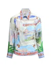 Casablanca Womens Le Passage Cuban-collar Silk Shirt In Le Passage