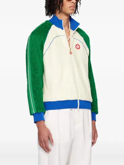 Casablanca Colour-block Fleece Jacket In White