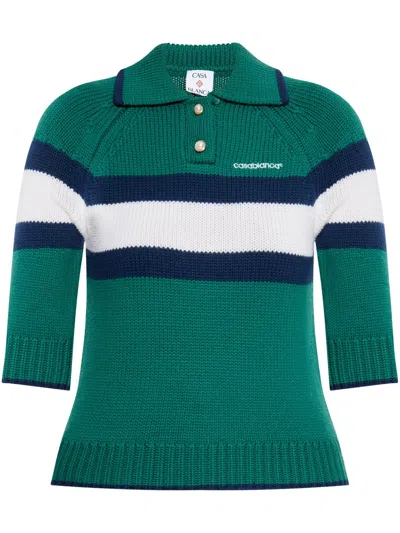 CASABLANCA COLOUR-BLOCK POLO TOP