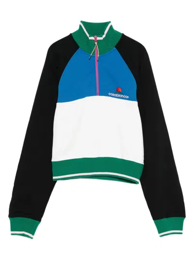 Casablanca Multicolor Quarter Zip Colorblock Sweatshirt In Black
