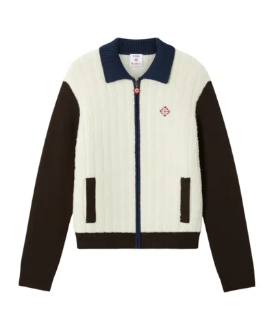 Casablanca Colourblock Zipup Knit Bomber Jacket In Multi
