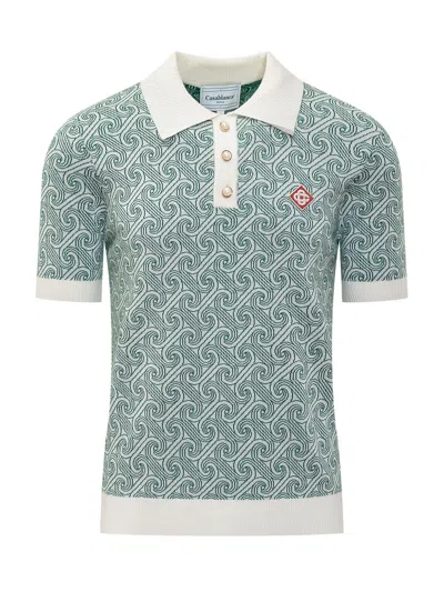 CASABLANCA COLUMN JACQUARD MONOGRAM POLO SHIRT