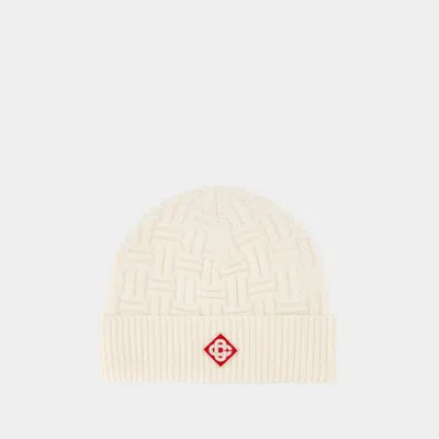 Casablanca Column Stitch Beanie -  - Wool - White