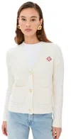 Casablanca Column Stitch Cardigan In White